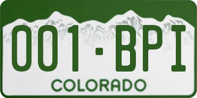 CO license plate 001BPI