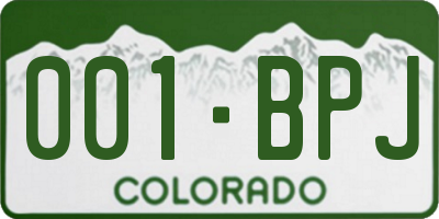 CO license plate 001BPJ
