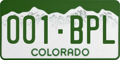 CO license plate 001BPL