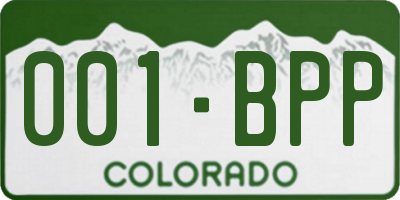 CO license plate 001BPP