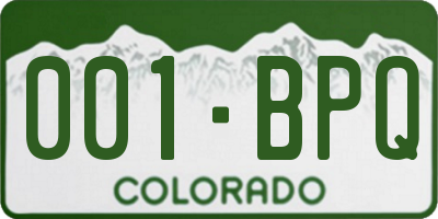 CO license plate 001BPQ