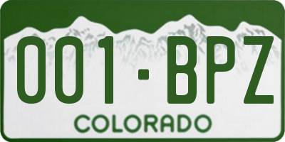 CO license plate 001BPZ