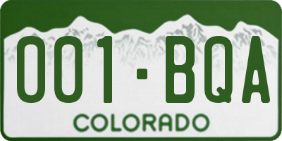 CO license plate 001BQA