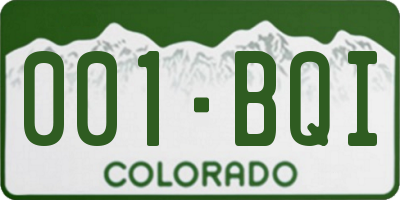 CO license plate 001BQI