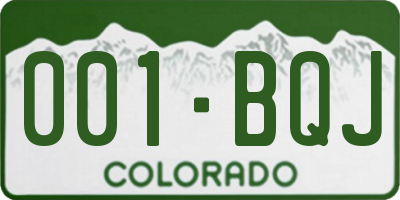 CO license plate 001BQJ