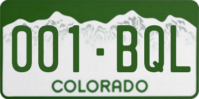 CO license plate 001BQL