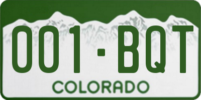 CO license plate 001BQT