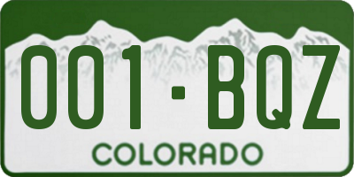 CO license plate 001BQZ