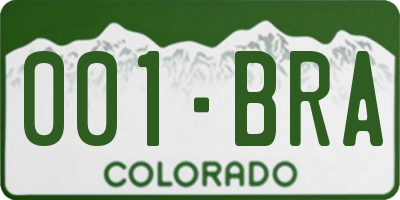 CO license plate 001BRA