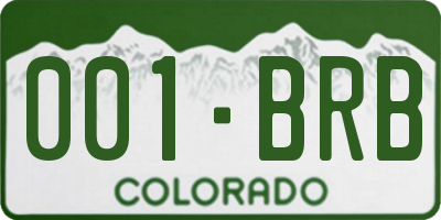 CO license plate 001BRB