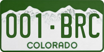 CO license plate 001BRC