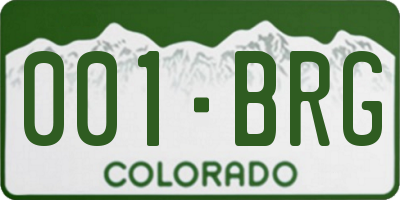 CO license plate 001BRG