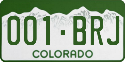 CO license plate 001BRJ