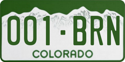 CO license plate 001BRN