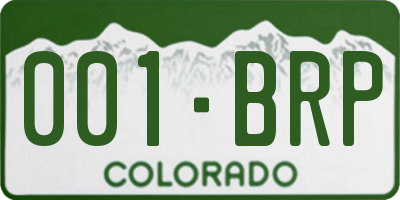 CO license plate 001BRP