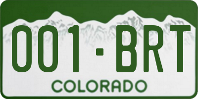 CO license plate 001BRT