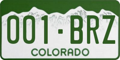 CO license plate 001BRZ