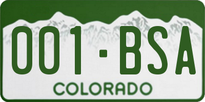 CO license plate 001BSA