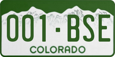 CO license plate 001BSE