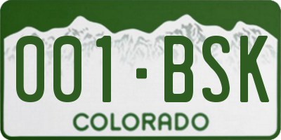 CO license plate 001BSK