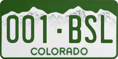 CO license plate 001BSL