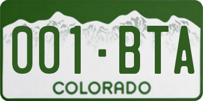 CO license plate 001BTA