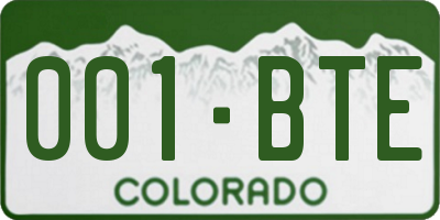 CO license plate 001BTE