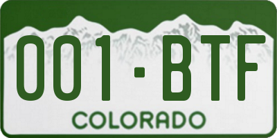 CO license plate 001BTF