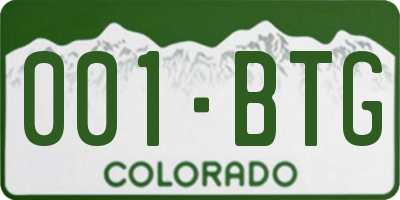 CO license plate 001BTG