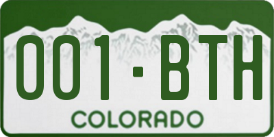 CO license plate 001BTH