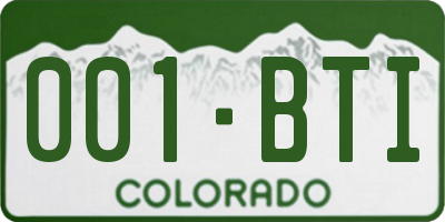 CO license plate 001BTI