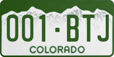 CO license plate 001BTJ