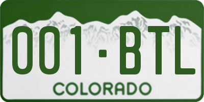 CO license plate 001BTL