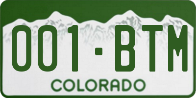 CO license plate 001BTM