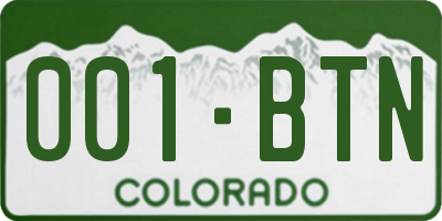 CO license plate 001BTN