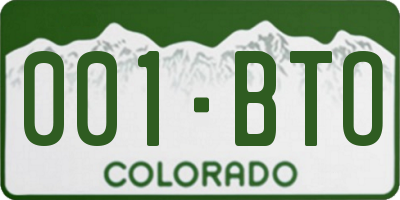 CO license plate 001BTO