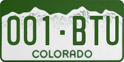 CO license plate 001BTU