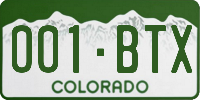 CO license plate 001BTX