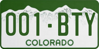 CO license plate 001BTY