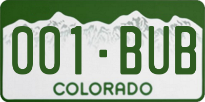 CO license plate 001BUB