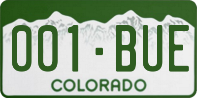 CO license plate 001BUE