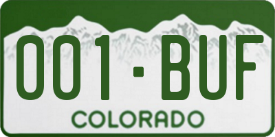 CO license plate 001BUF