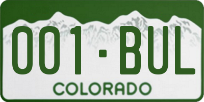 CO license plate 001BUL