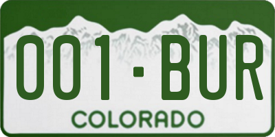 CO license plate 001BUR