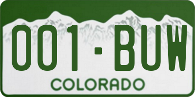 CO license plate 001BUW