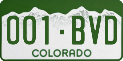 CO license plate 001BVD