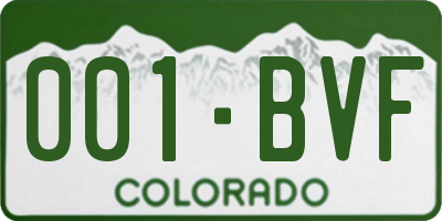 CO license plate 001BVF