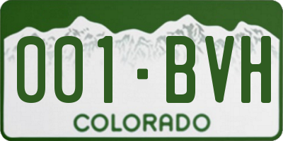 CO license plate 001BVH