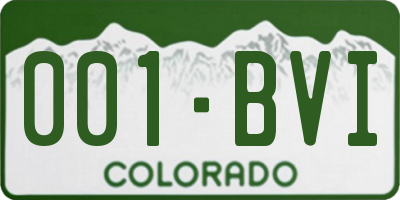 CO license plate 001BVI