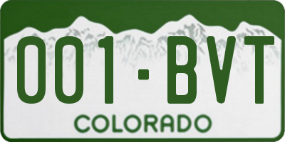 CO license plate 001BVT